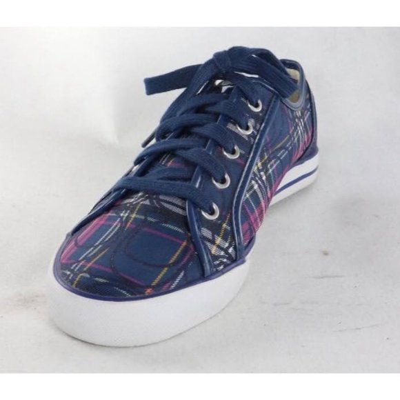 COACH Dee Blue Plaid Sneakers - Picture 4 of 10